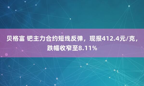 贝格富 钯主力合约短线反弹，现报412.4元/克，跌幅收窄至8.11%